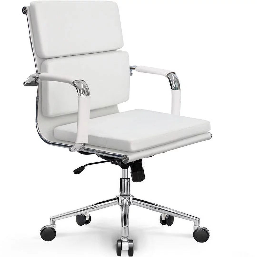 Mid Century Modern White Cushioned Office Chair M188535