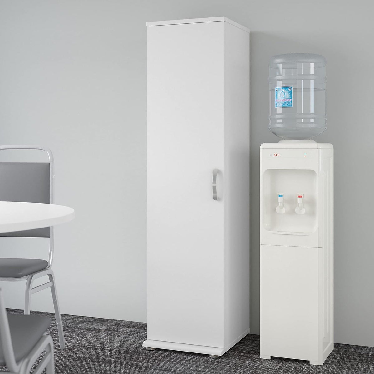 White Tall Narrow Storage Cabinet with Door and Shelves G6917