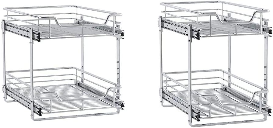 Chrome 2-Tier Sliding Cabinet Organizer V796
