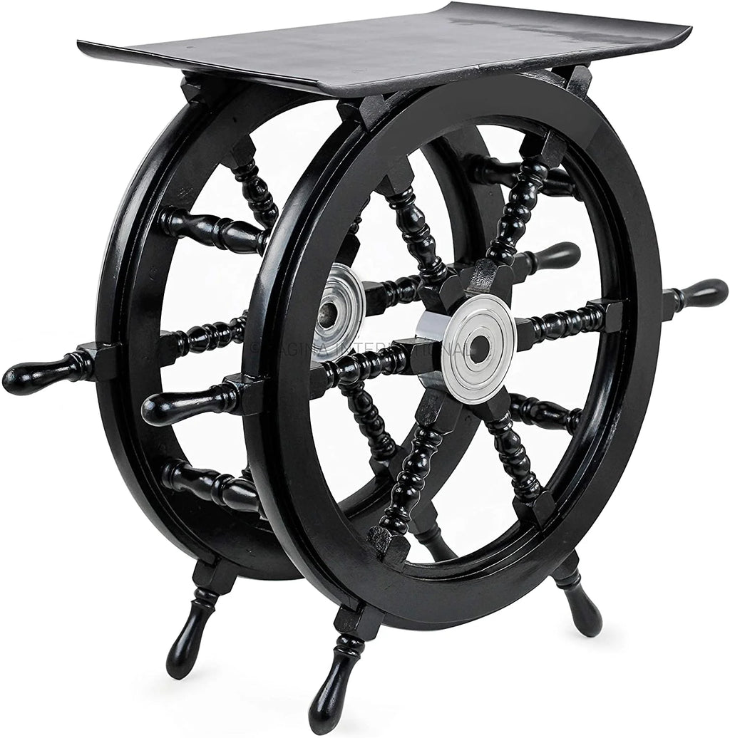 Black Nautical Handcrafted Wooden Stool O605