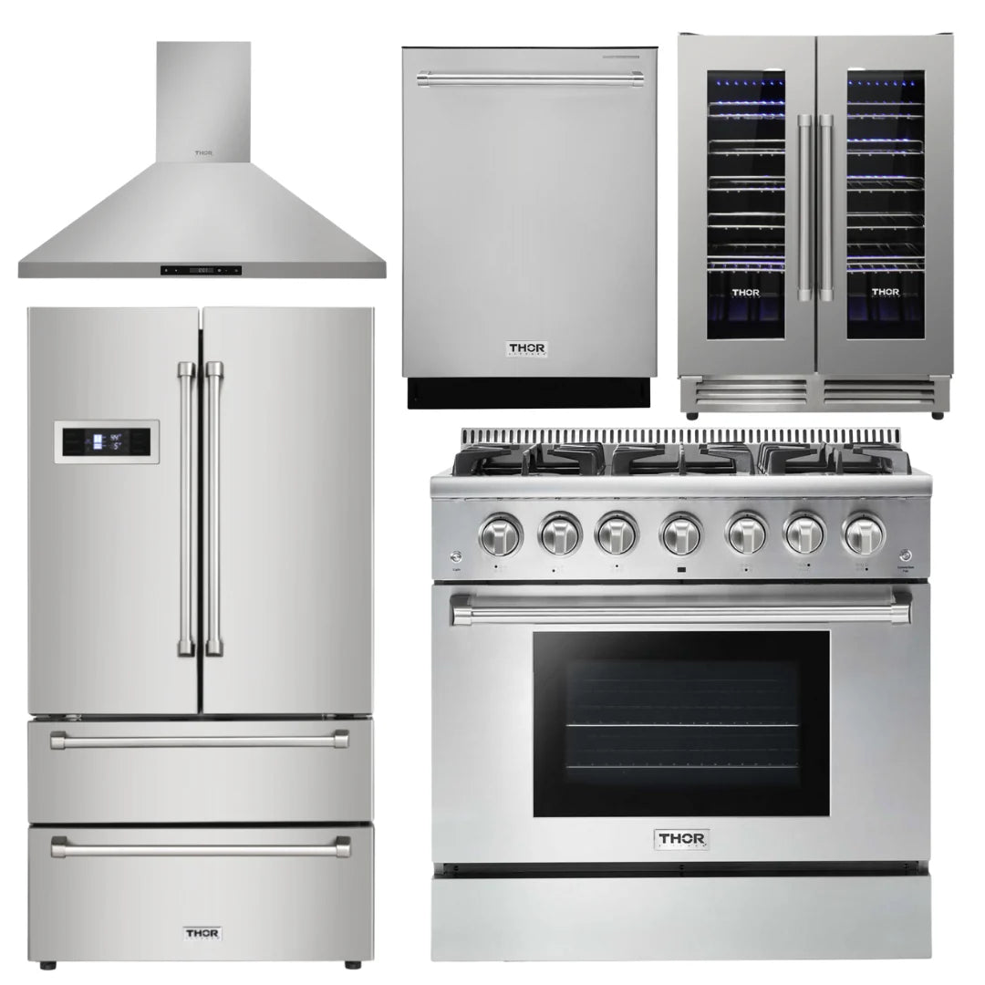 36 Gas Range, Range Hood, Refrigerator, Dishwasher & Wine Cooler I45801