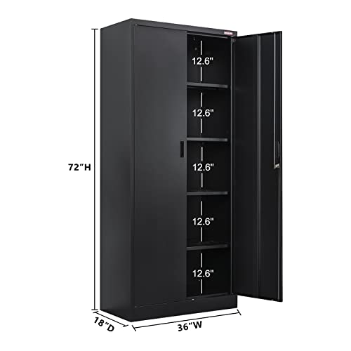 Metal Locking Cabinet with 2 Doors and 2 Adjustable Shelves W109554