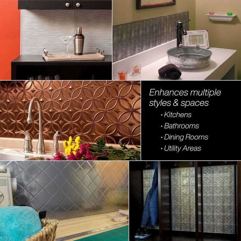 18in x 24in Vintage Metal Backsplash Panel (5 Pack) A371711