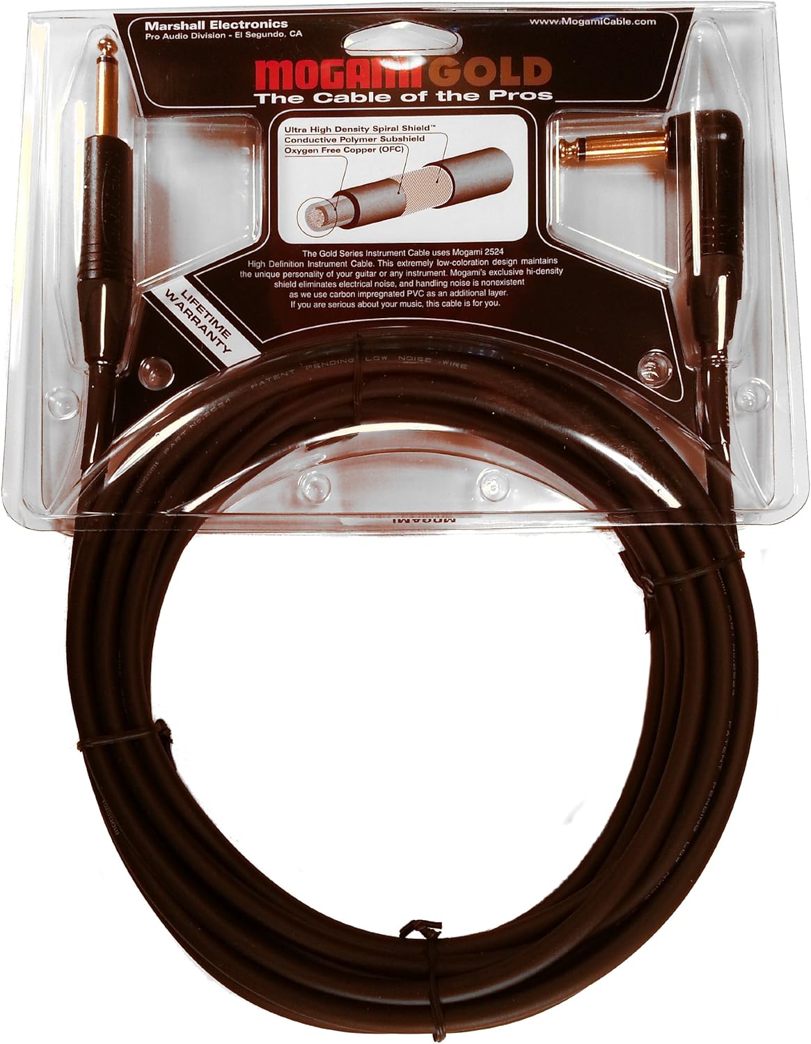 6 Foot Guitar Instrument Cable with Right Angle and Straight Connectors V815