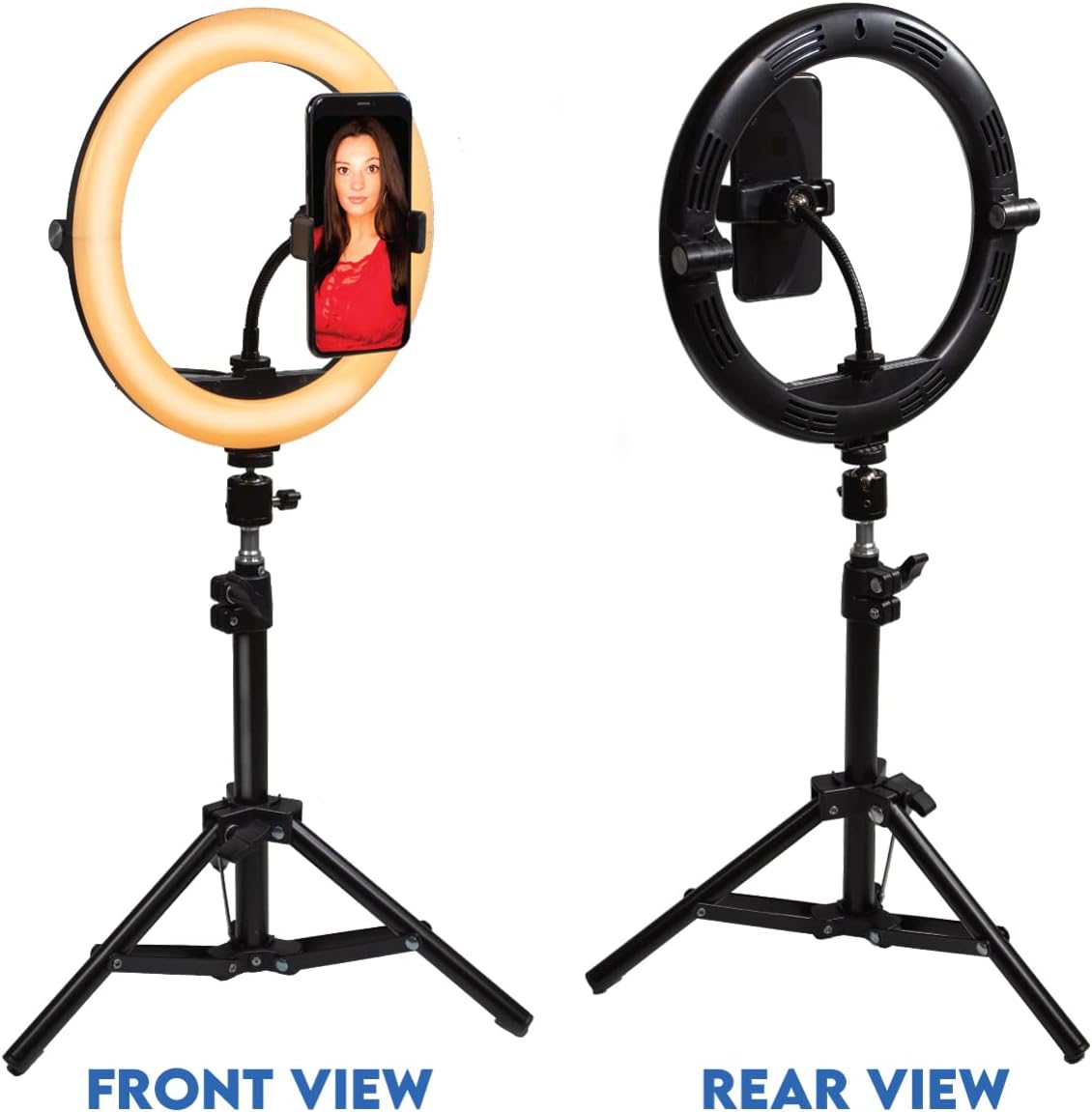 10 Compact Foldable Dimmable LED Video Ring Light Kit with Phone Holder and Light Stand F163361