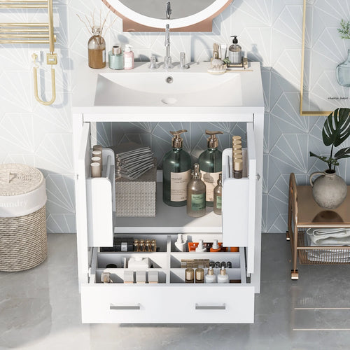 30" White Bathroom Vanity with Sink N912