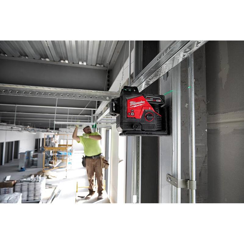 12-Volt Cordless Green 3-Plane Laser Level Kit with Laser Detector B34369