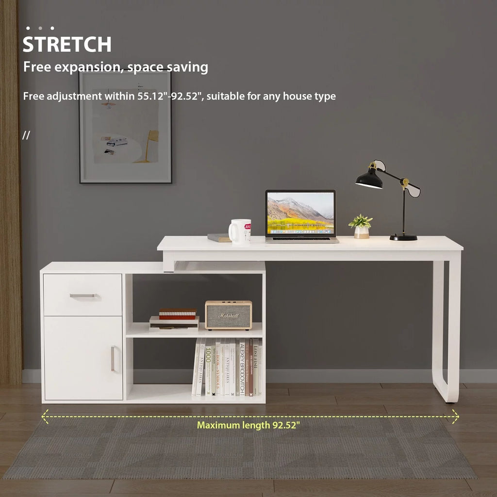 55" L Shaped Storage Computer Desk P489