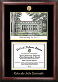Gold Embossed Diploma Frame with Campus Images Lithograph Y931