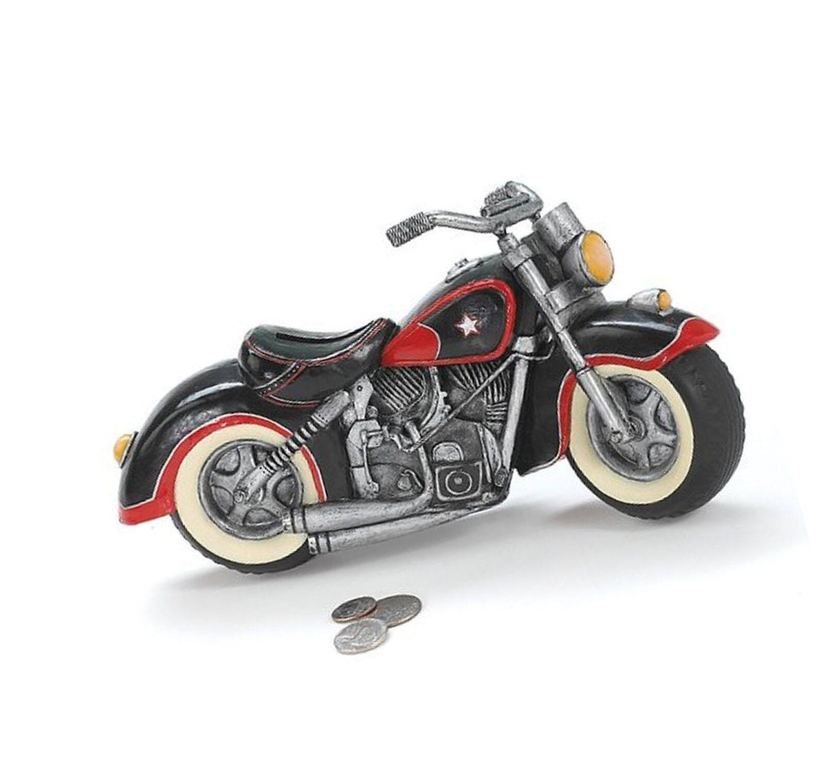 Black & Red Motorcycle Shaped Piggy Bank N18546