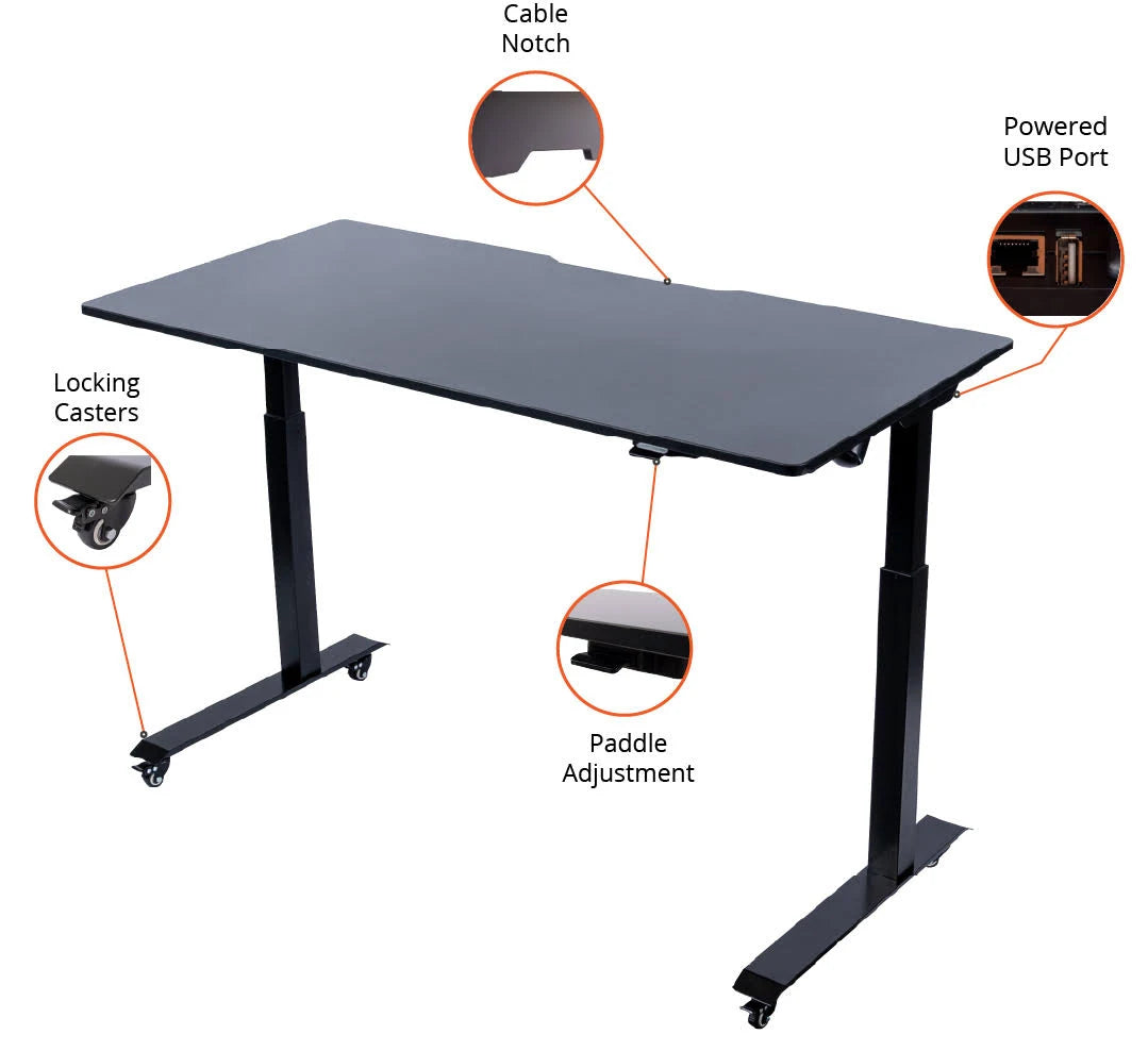 Electric Adjustable Height Standing Desk, Size: 60, Brown S139088
