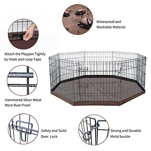 Foldable Metal Dog Playpen 8 Panels 24 Inch with Top Cover K138725