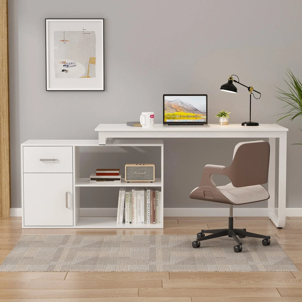 55" L Shaped Storage Computer Desk P489