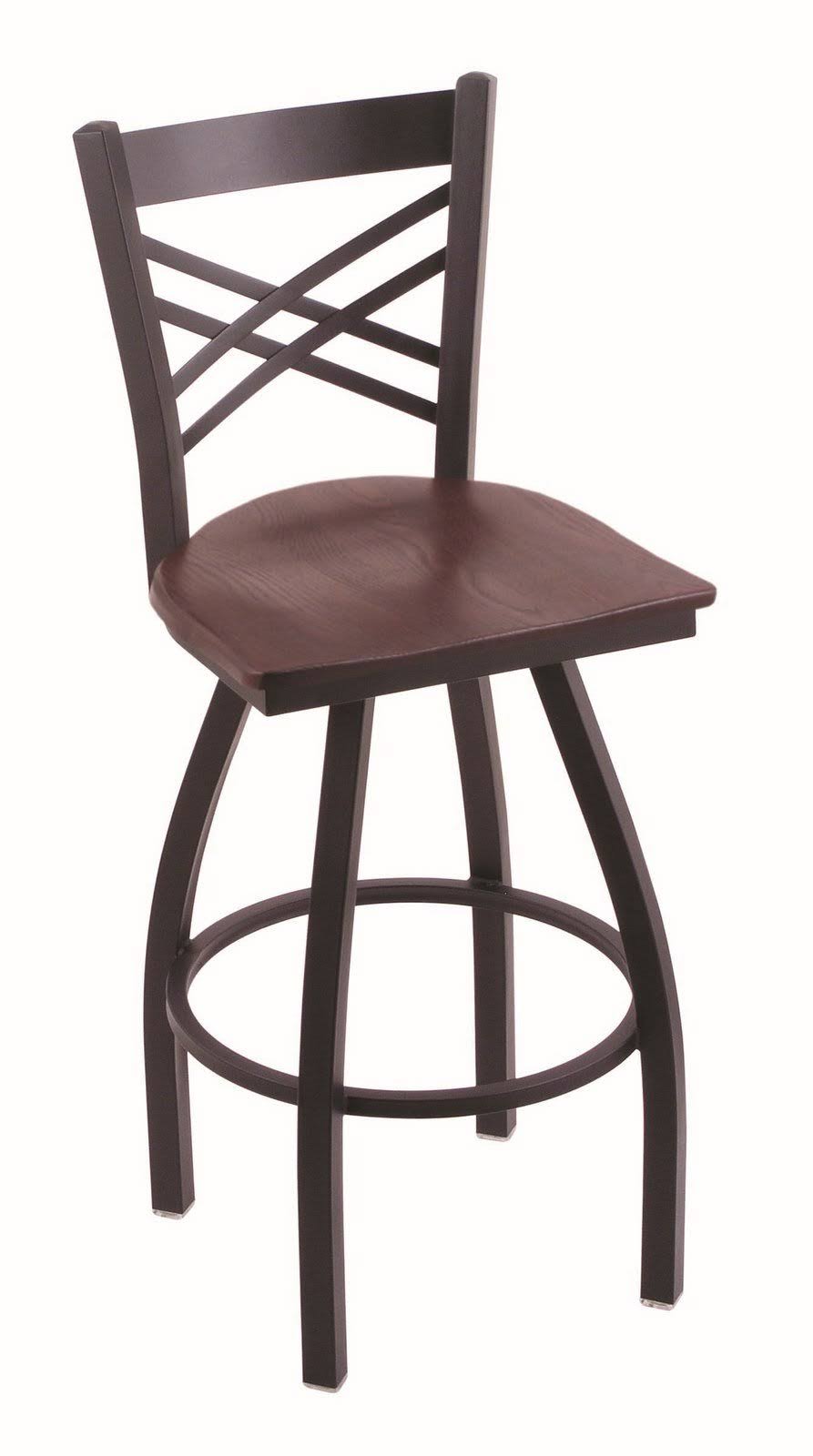 30x22 Swivel Bar Stool with Black Wrinkle Finish and Dark Cherry Oak Seat X827482
