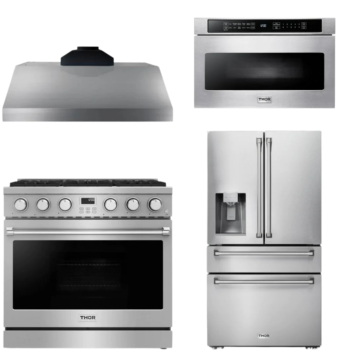 36 Gas Range, Range Hood, Refrigerator and Microwave A249