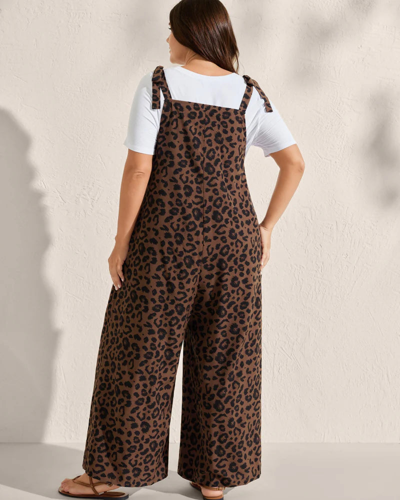 Leopard Print Jumpsuit with Square Neck C16669