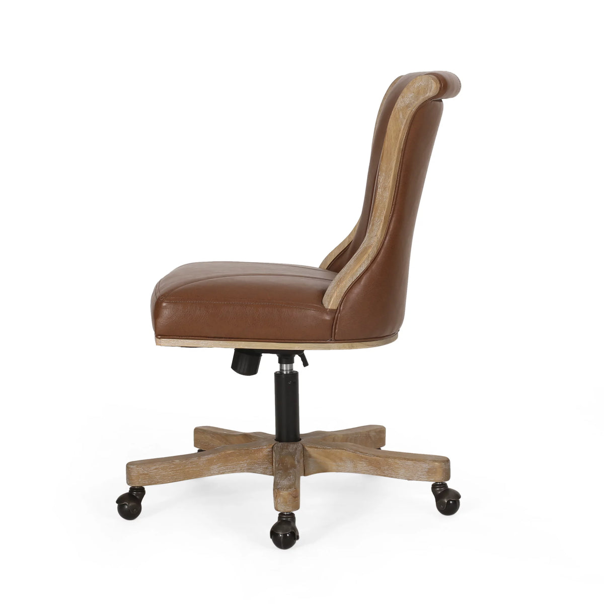 Cognac Brown Upholstered Swivel Office Chair C422