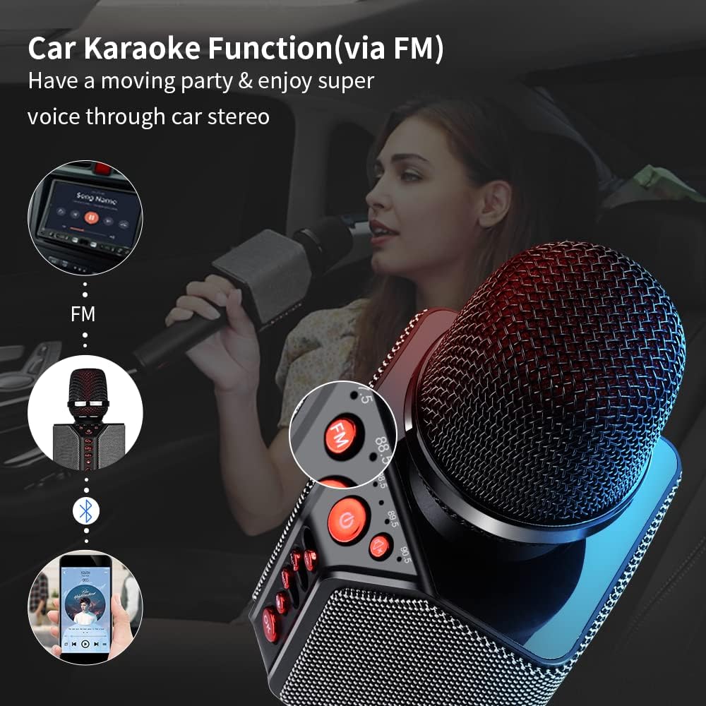 Wireless Bluetooth Karaoke Microphone, 3-in-1 Portable Handheld Mic Speaker, 8h Sing B4407