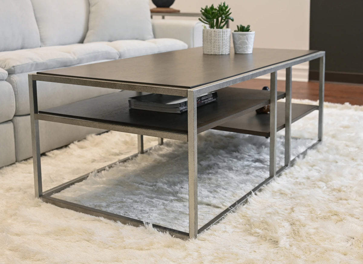 Wood Metal Coffee Table with Shelf H193