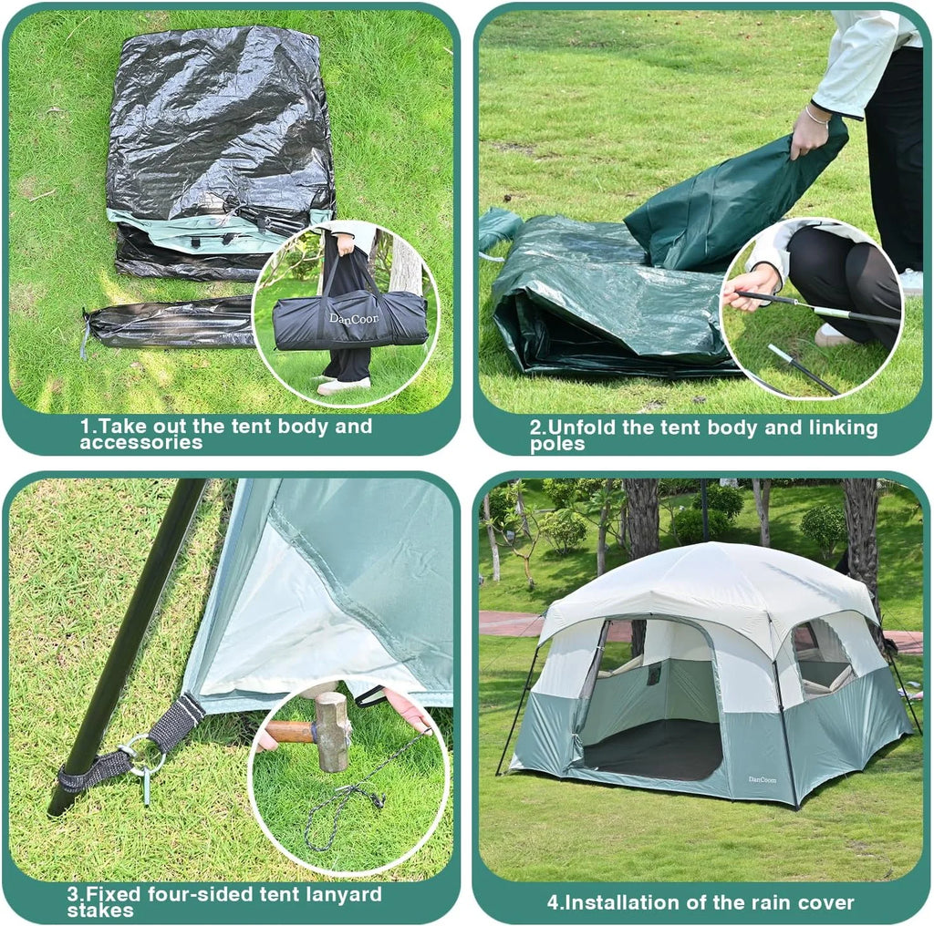 Camping Tent 4/6/8 Person Dome Tent with Rainfly, Waterproof P24729