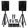 PA System Mixer Amp 10" Speakers Stands Mic Q298