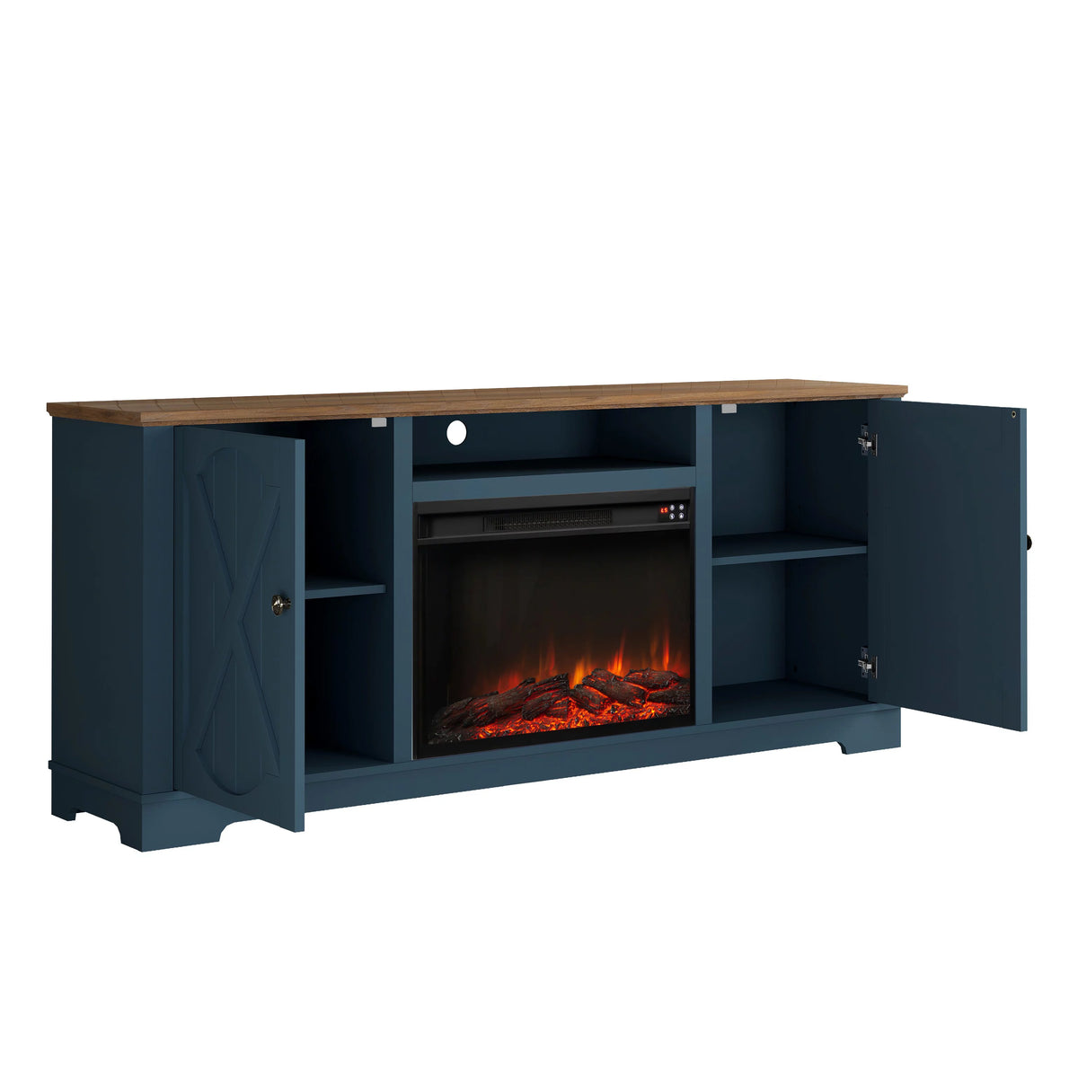 70" Farmhouse TV Stand with Fireplace A526
