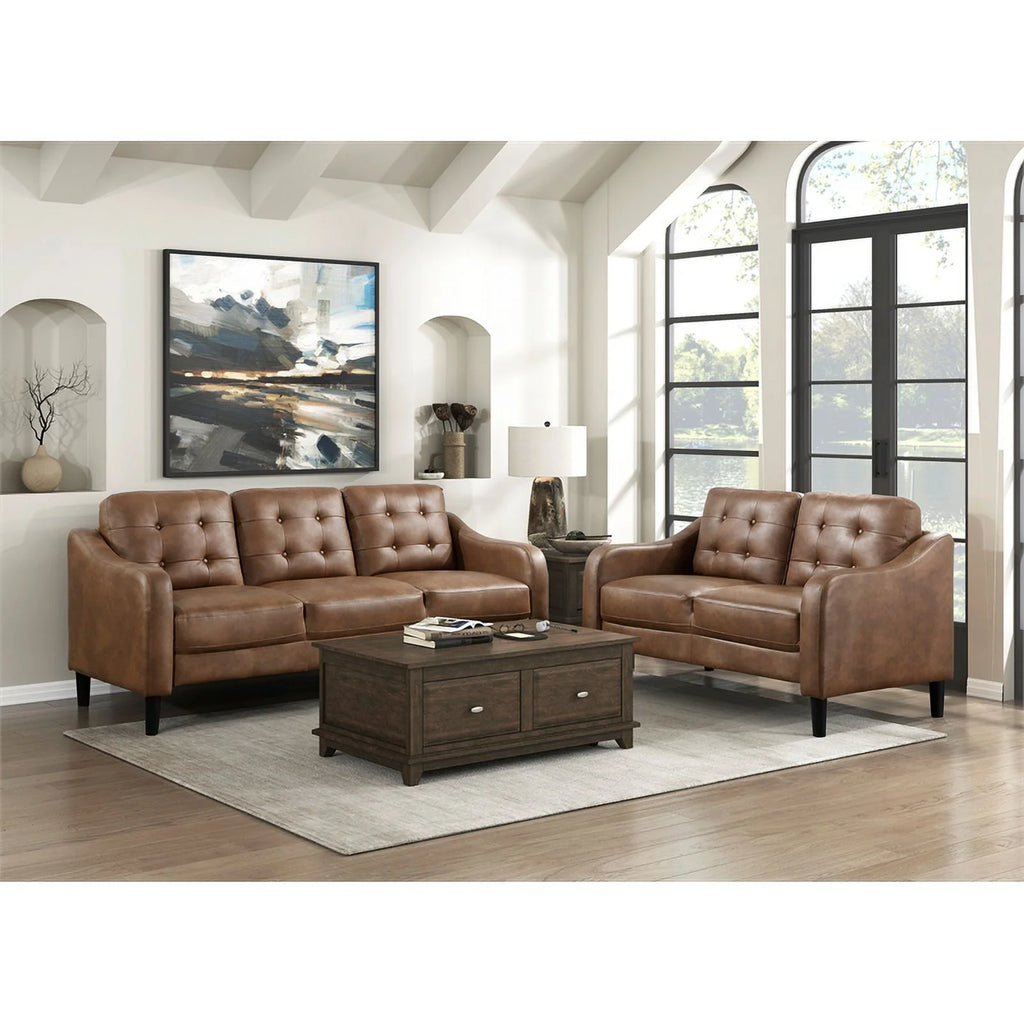Brown Microfiber Loveseat G8408