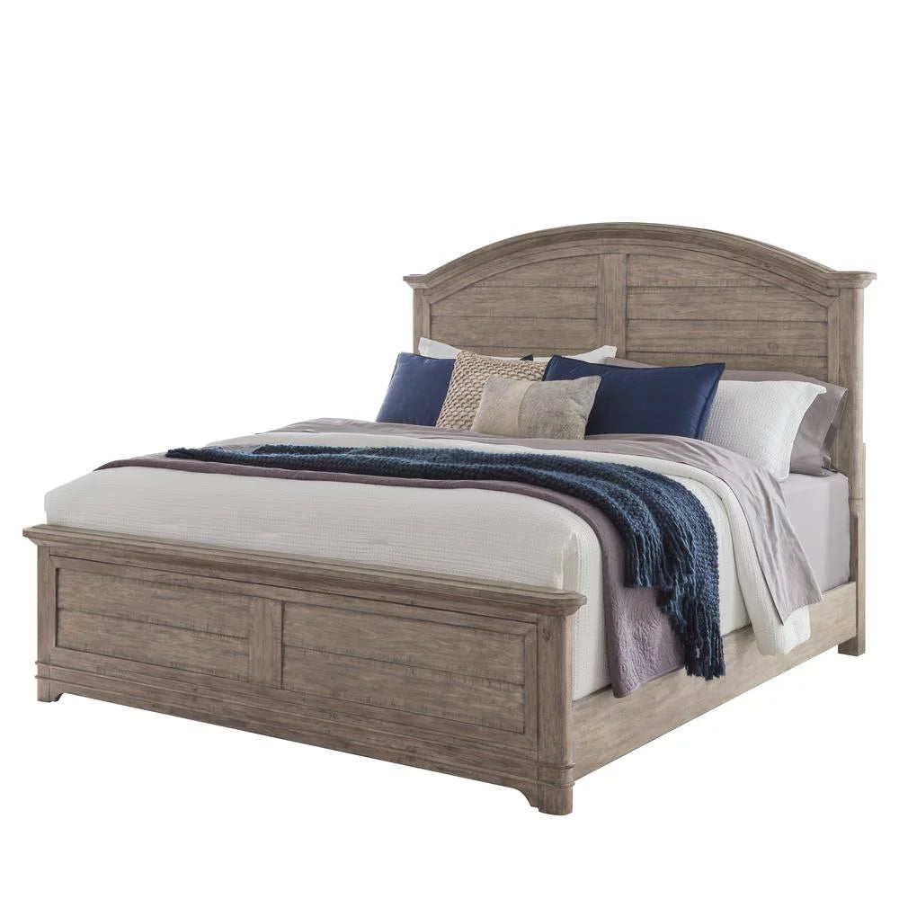 Beige Wood Queen Arched Panel Bed Y628210