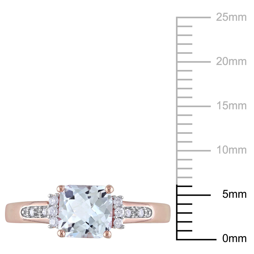 10kt Rose Gold Aquamarine and Diamond Accent Cocktail Ring O653