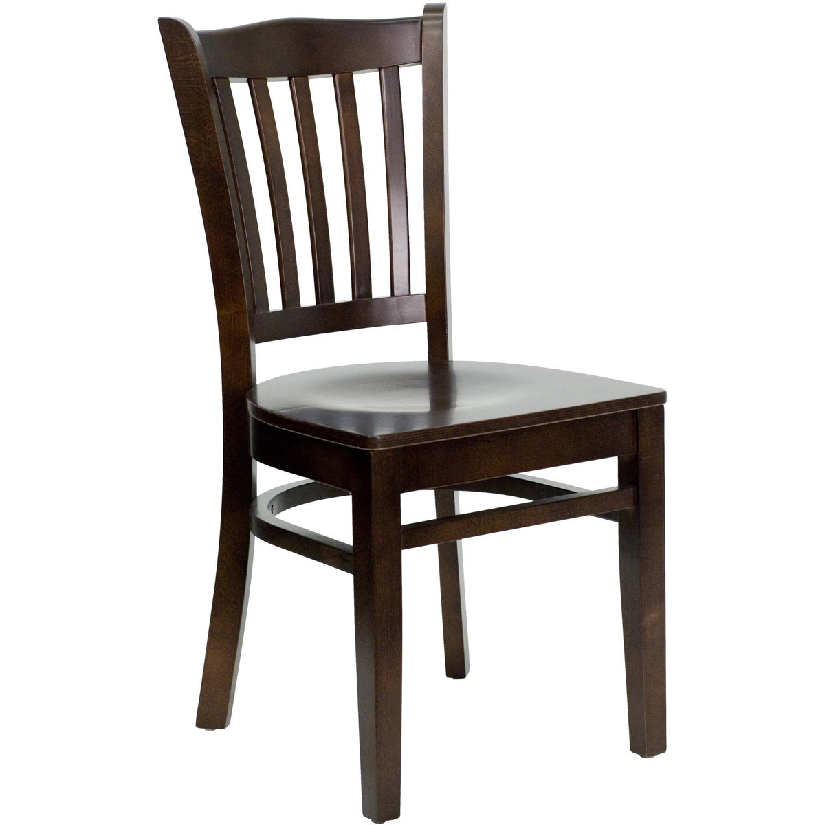 Vertical Slat Back Walnut Wood Restaurant Chair R24011