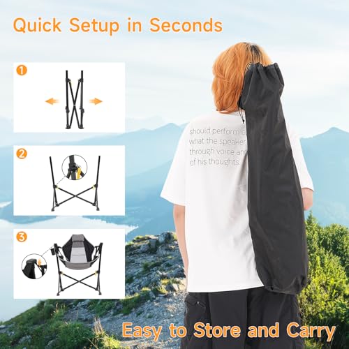 Black Oversized Hammock Camping Chair with Cup Holder E588