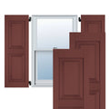 Exterior Real Wood Pine Raised Panel Shutters (Per Pair), 18x22 W x 46x22 H, Cottage Red S691710