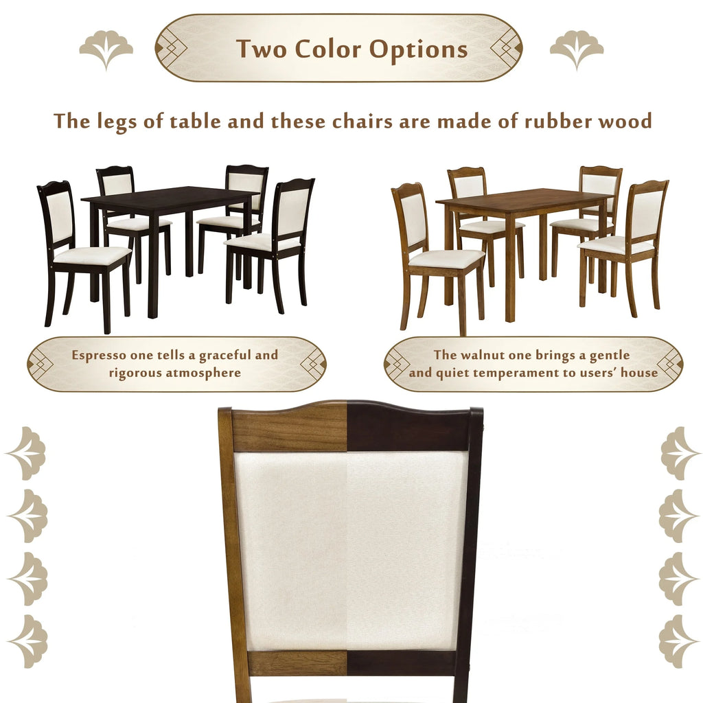 5-Piece Wood Dining Table Set with Upholstered Chairs G7687