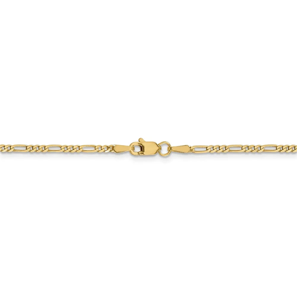 14kt Yellow Gold 1.8mm Flat Figaro Chain 20 inch Lobster Clasp N88579