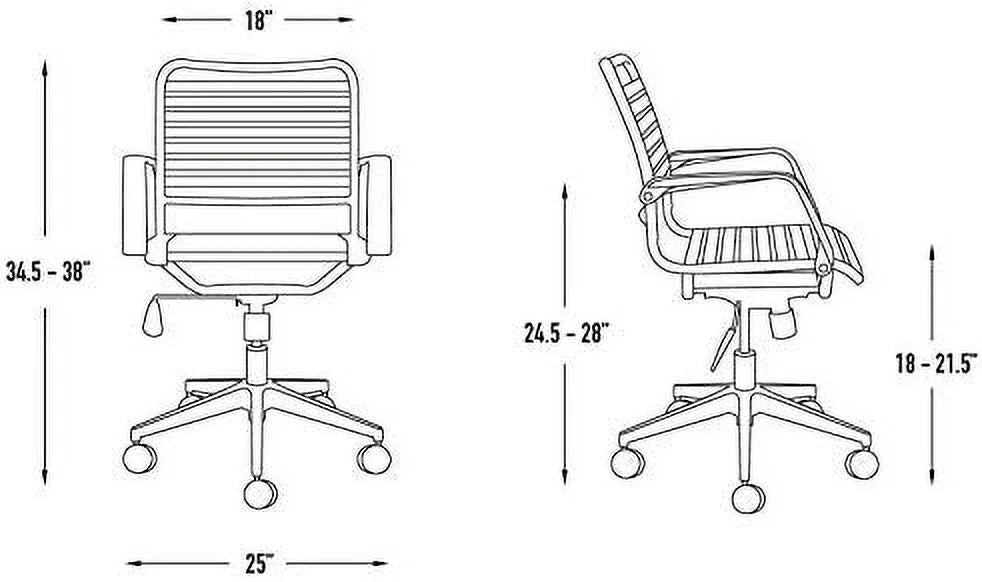 Black Adjustable Rolling Office Chair with Bungie Straps A4196