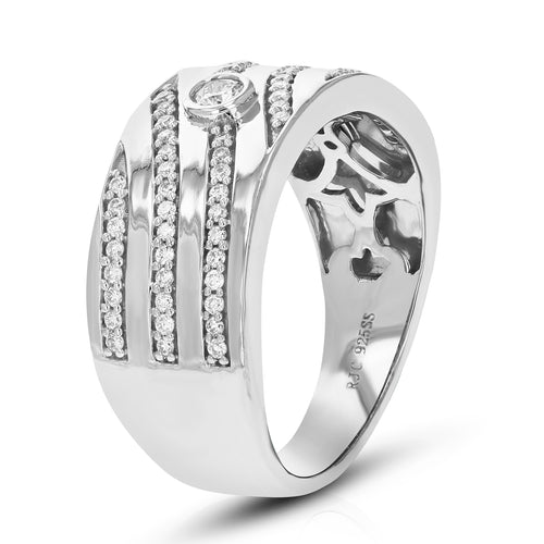 1/3 CTTW Lab Grown Diamond Wedding Band .925 Sterling Silver Size 7 X7376