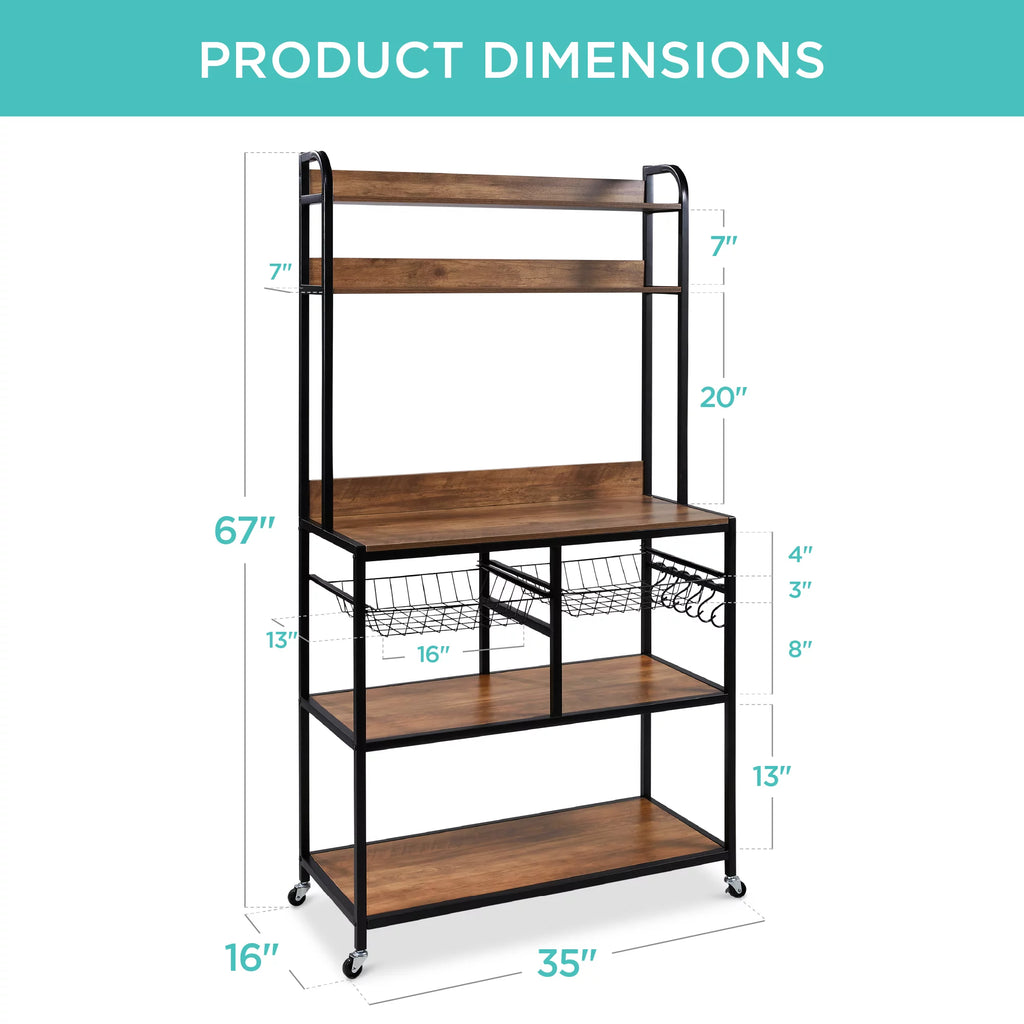 67in Counter-Height Baker's Rack with Locking Wheels C95270