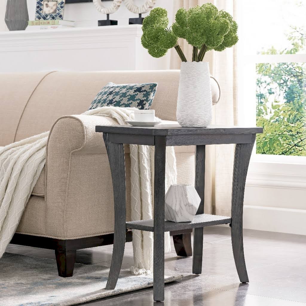 Rustic Wire Brushed Driftwood Narrow End Table S671931
