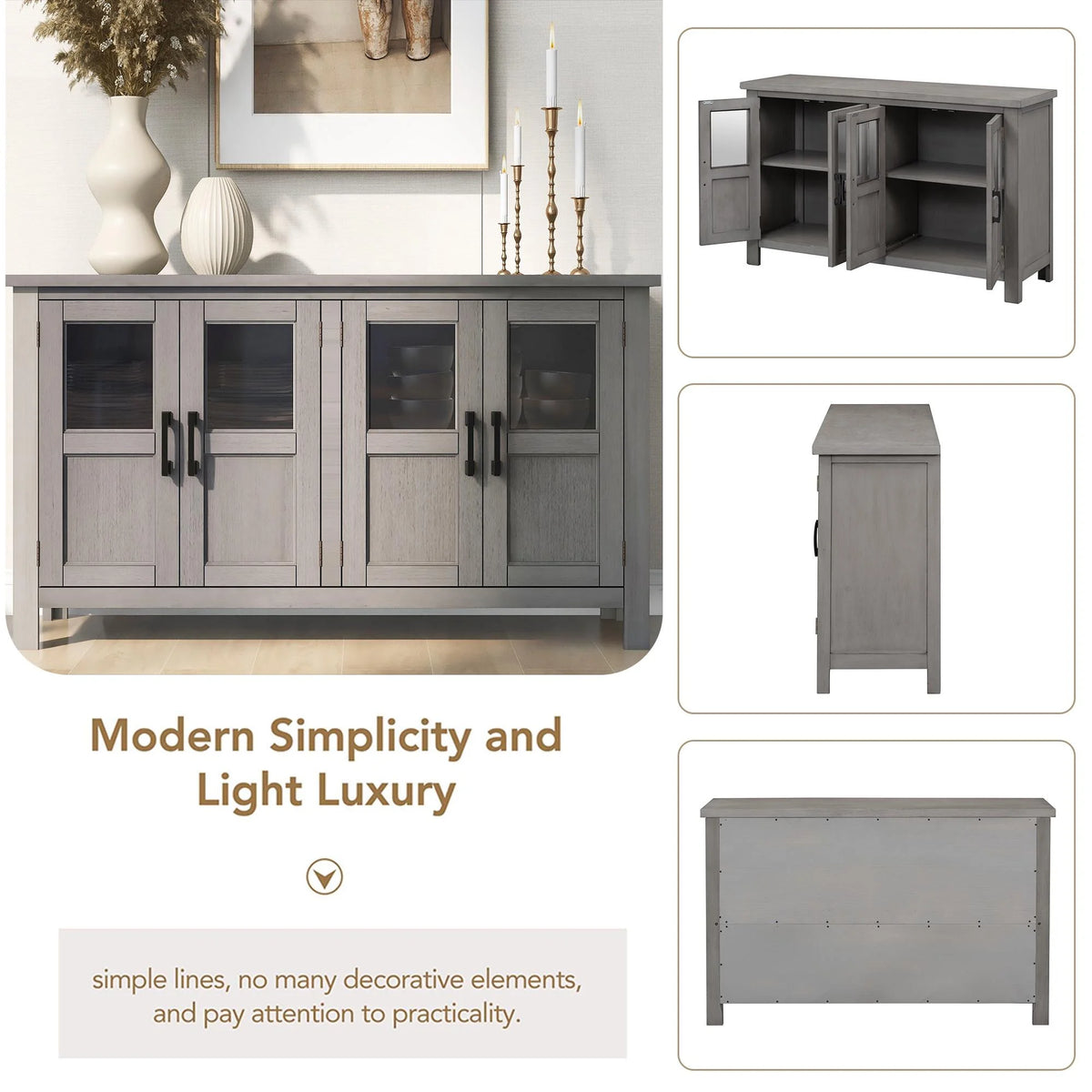 Buffet Cabinet with 4 Doors and Adjustable Shelves F761955