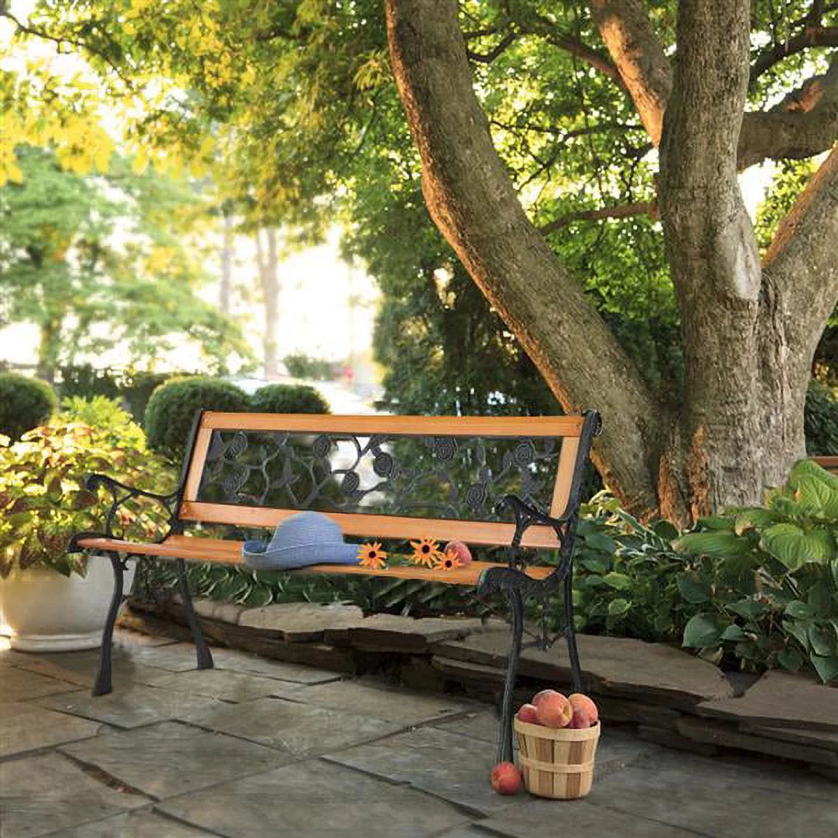 49" Hardwood Cast Iron Garden Bench L47065