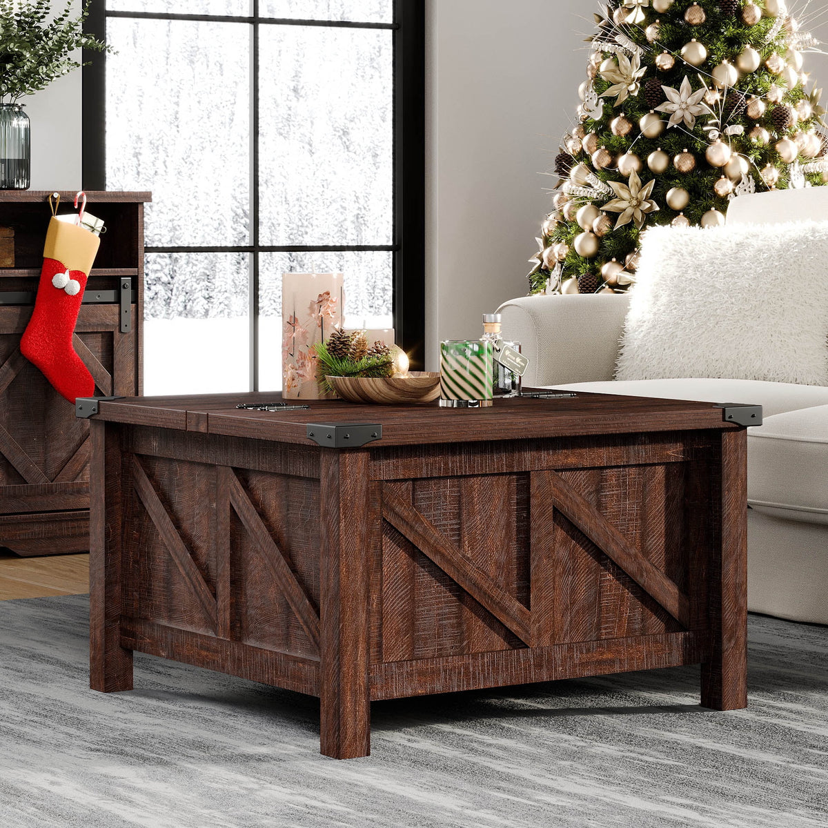 Lift Top Square Coffee Table with Storage Brown G26265
