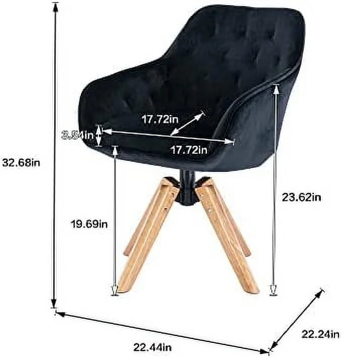 Velvet Swivel Barrel Accent Chair with Wood Legs D906