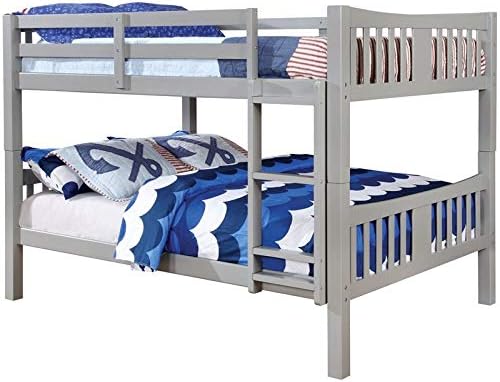 Twin Over Twin Wood Bunk Bed in Gray U85087