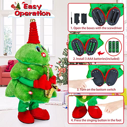 Singing Dancing Christmas Tree Plush Toy with Lights & 8 Music Carols O65350