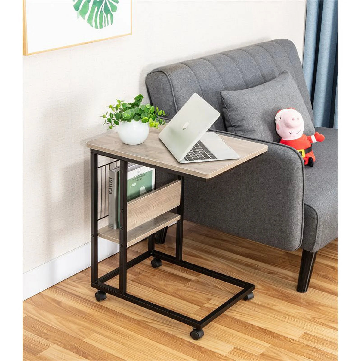 Modern Wood End C Table with Magazine Holder H531796