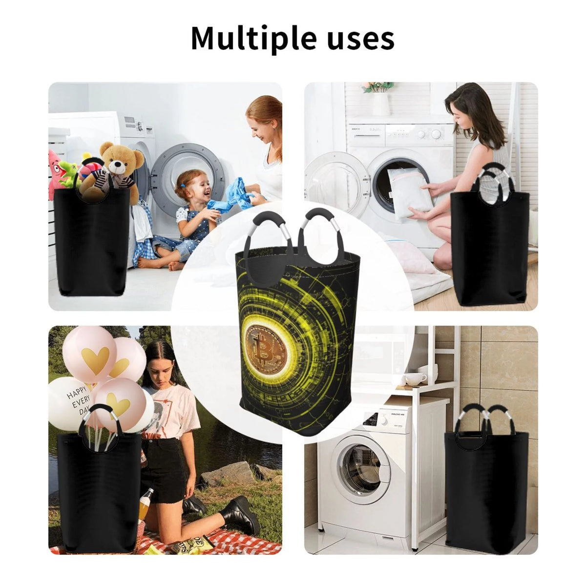 50L Large Rectangular Laundry Hamper with Aluminum Handles Z91280