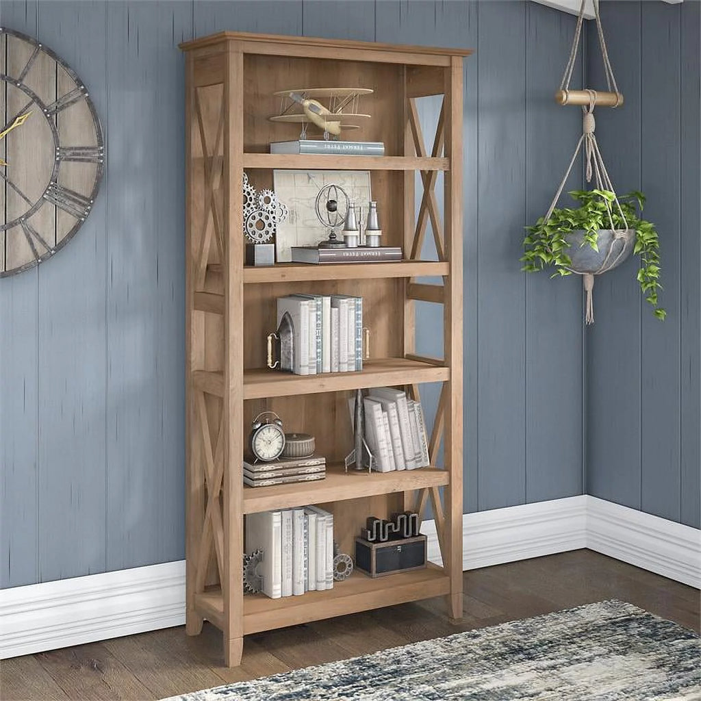 5-Shelf Reclaimed Pine Wood Bookcase C993