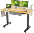 White Frame 55x24 Inches Electric Standing Desk with Drawers T4271