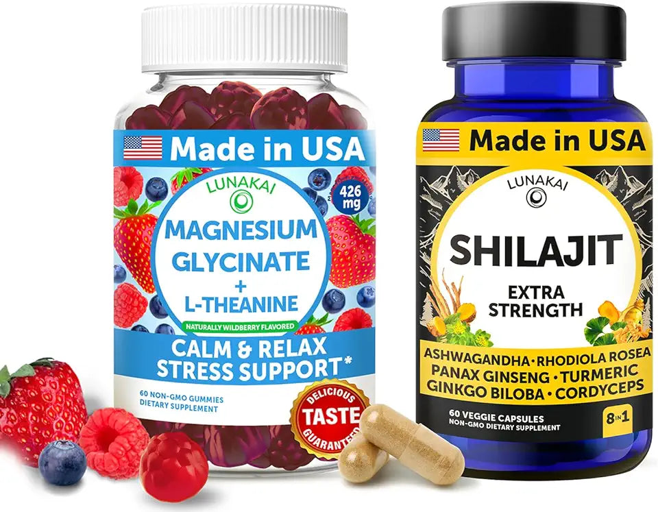 Magnesium Glycinate Gummies & Shilajit Capsules Bundle C7754