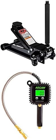 2 Ton Low Profile Quick Rise Steel Floor Jack and Digital Tire Inflator with Stainless Steel Hose M132573